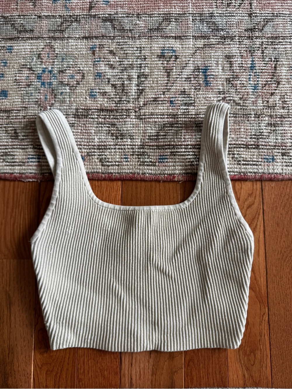 Babaton Ribbed Crop Tank Top in Cream